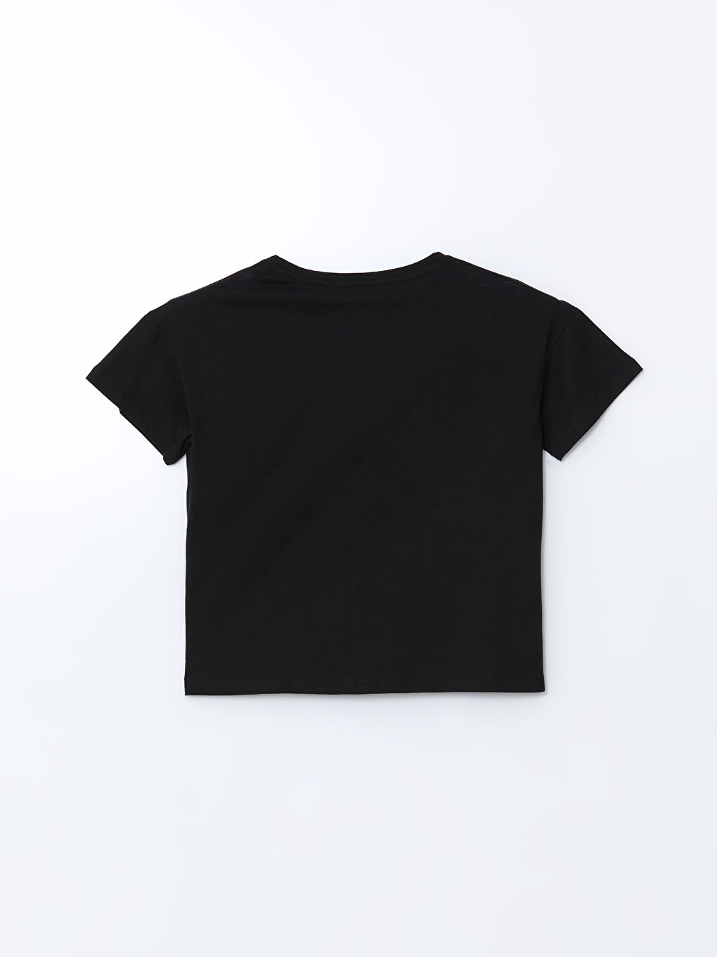 Siyah Bisiklet Yaka Baskılı Kadın Pijama Üstü-1