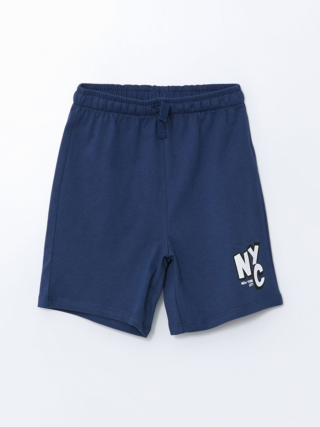 İndigo Beli Lastikli Yazı Baskılı Erkek Çocuk Şort