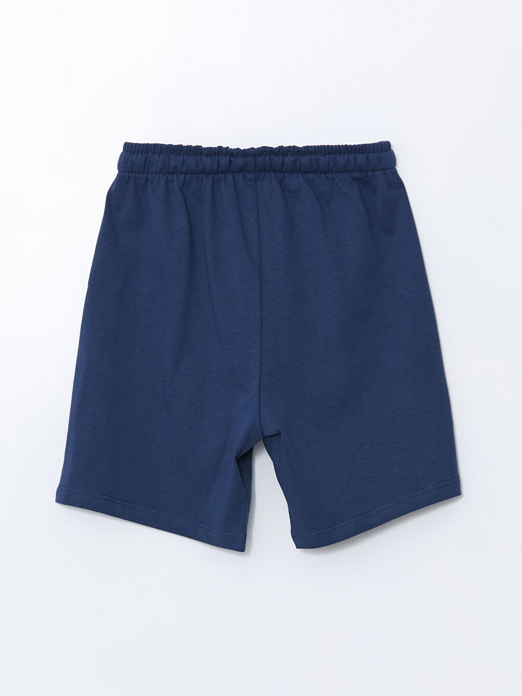 İndigo Beli Lastikli Yazı Baskılı Erkek Çocuk Şort-1