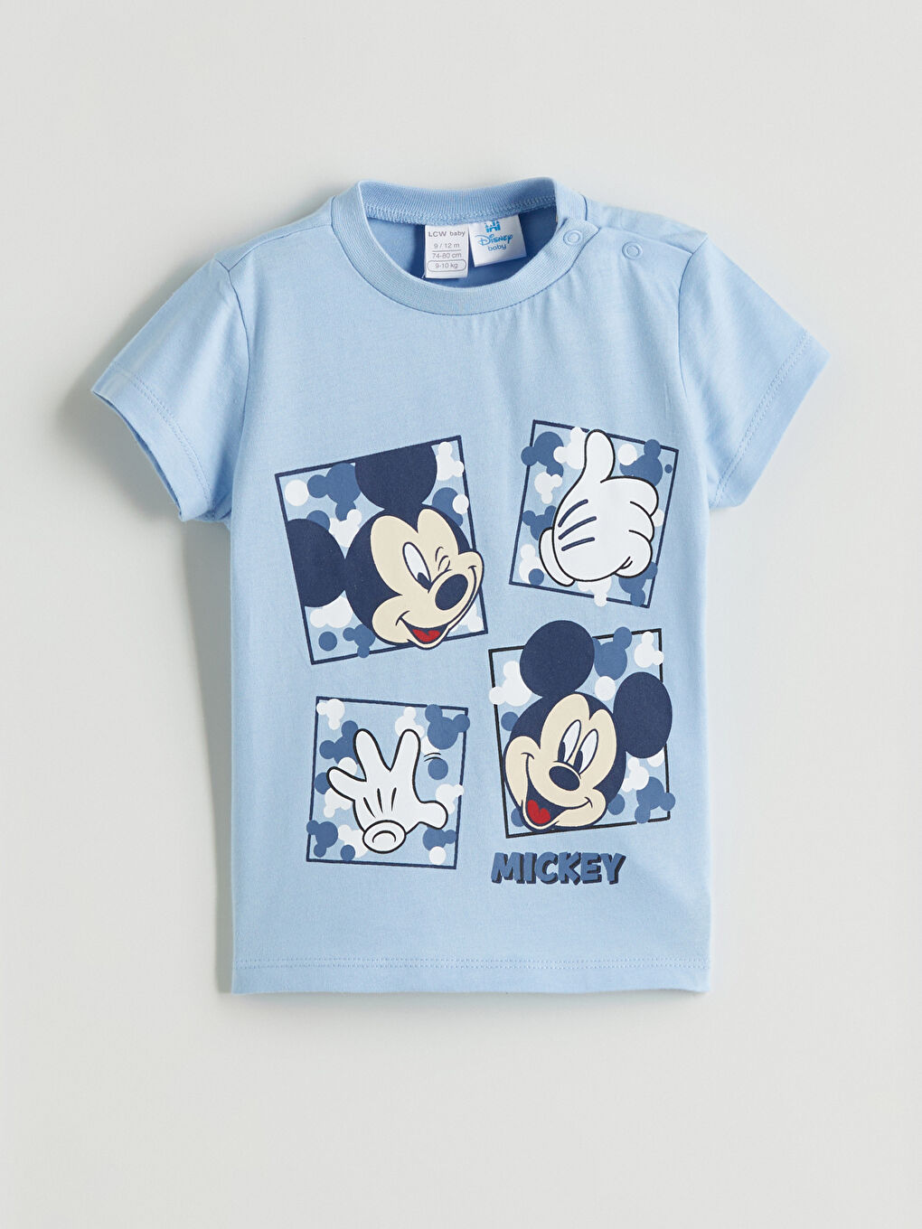 Mavi Mickey Mouse Baskılı Erkek Bebek Tişört