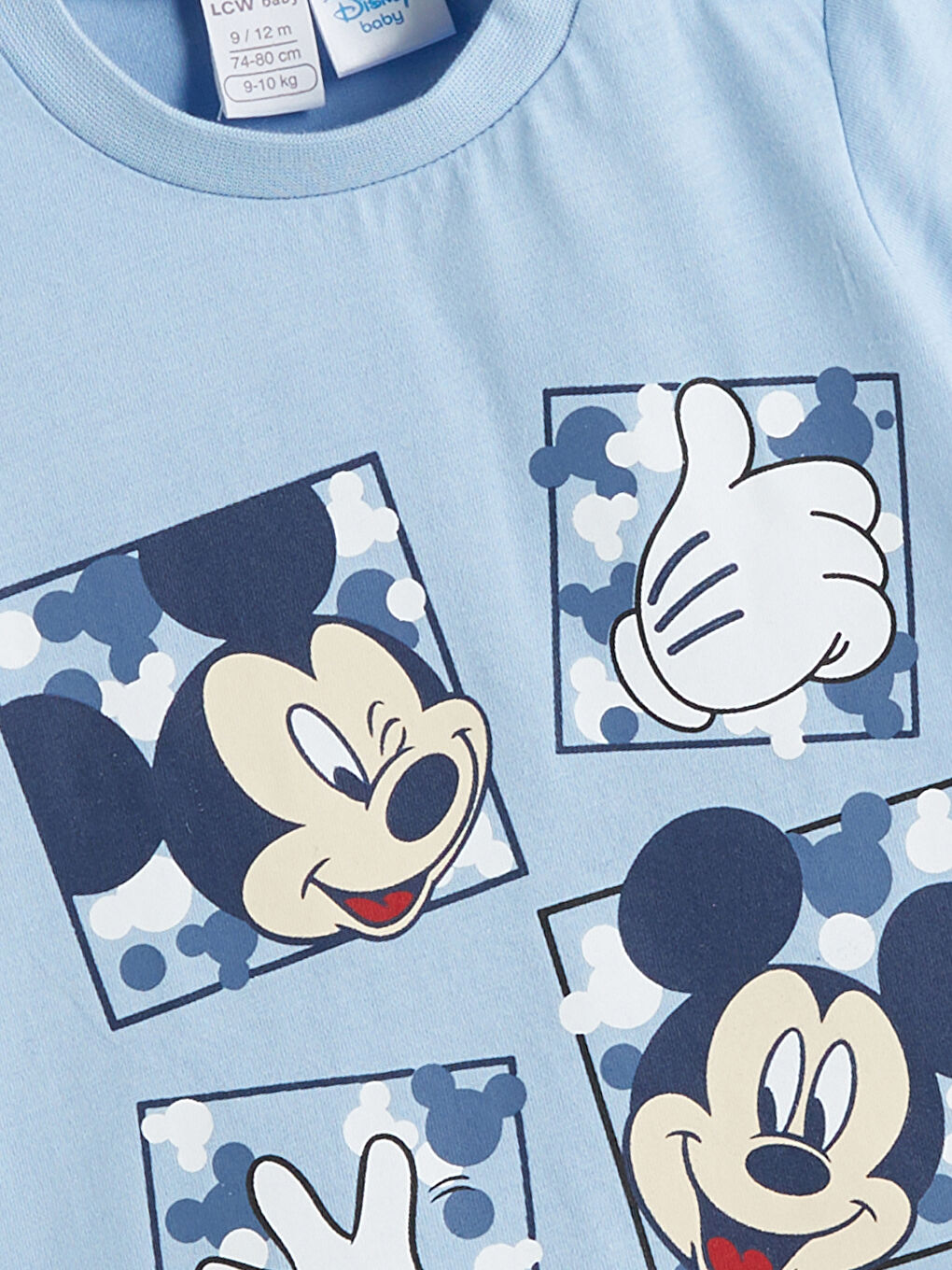 Mavi Mickey Mouse Baskılı Erkek Bebek Tişört-2