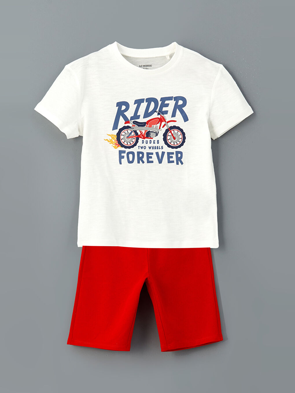 Crew Neck Short Sleeve Printed Baby Boys' T-Shirt and Shorts 2 Pack Set -S5CO25Z1-R9J