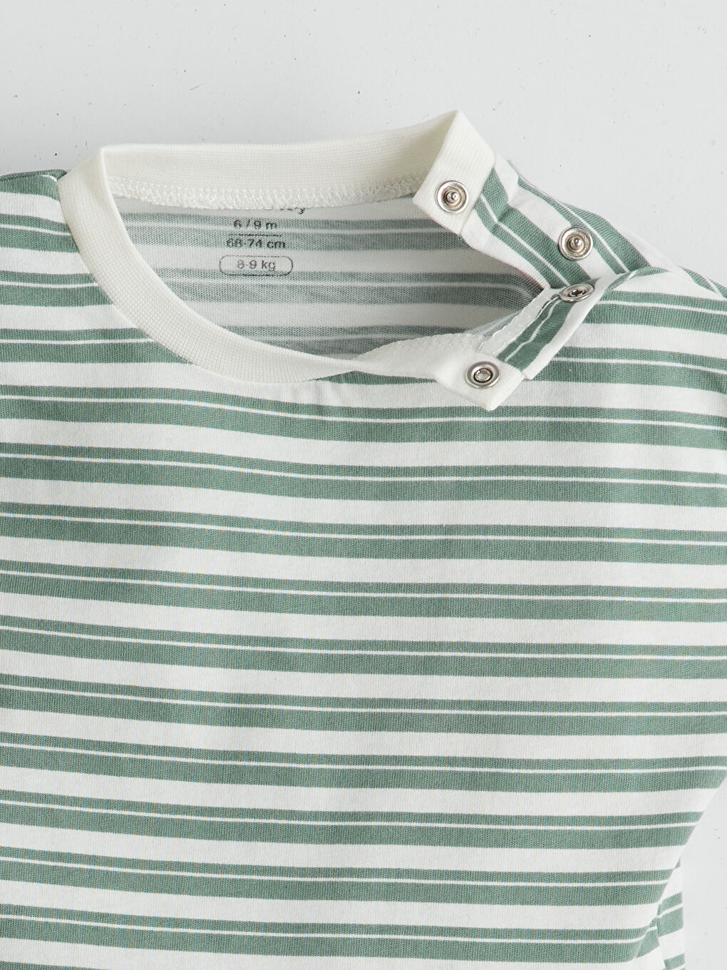 Ekru Bisiklet Yaka Çizgili Erkek Bebek Tişört-1