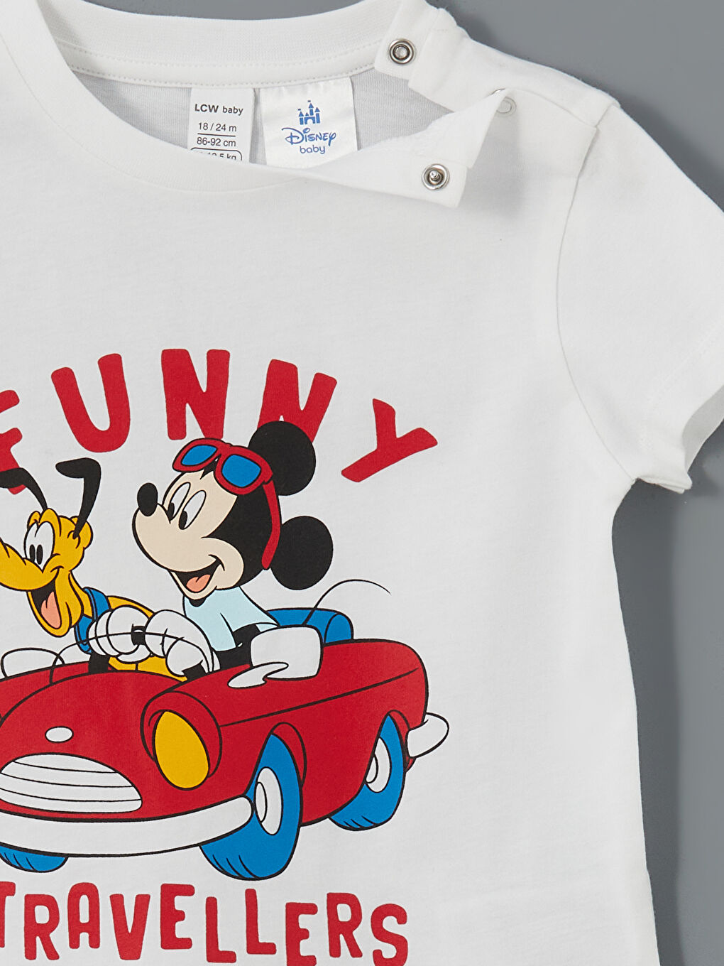 Beyaz Mickey Mouse Baskılı Erkek Bebek Tişört-2