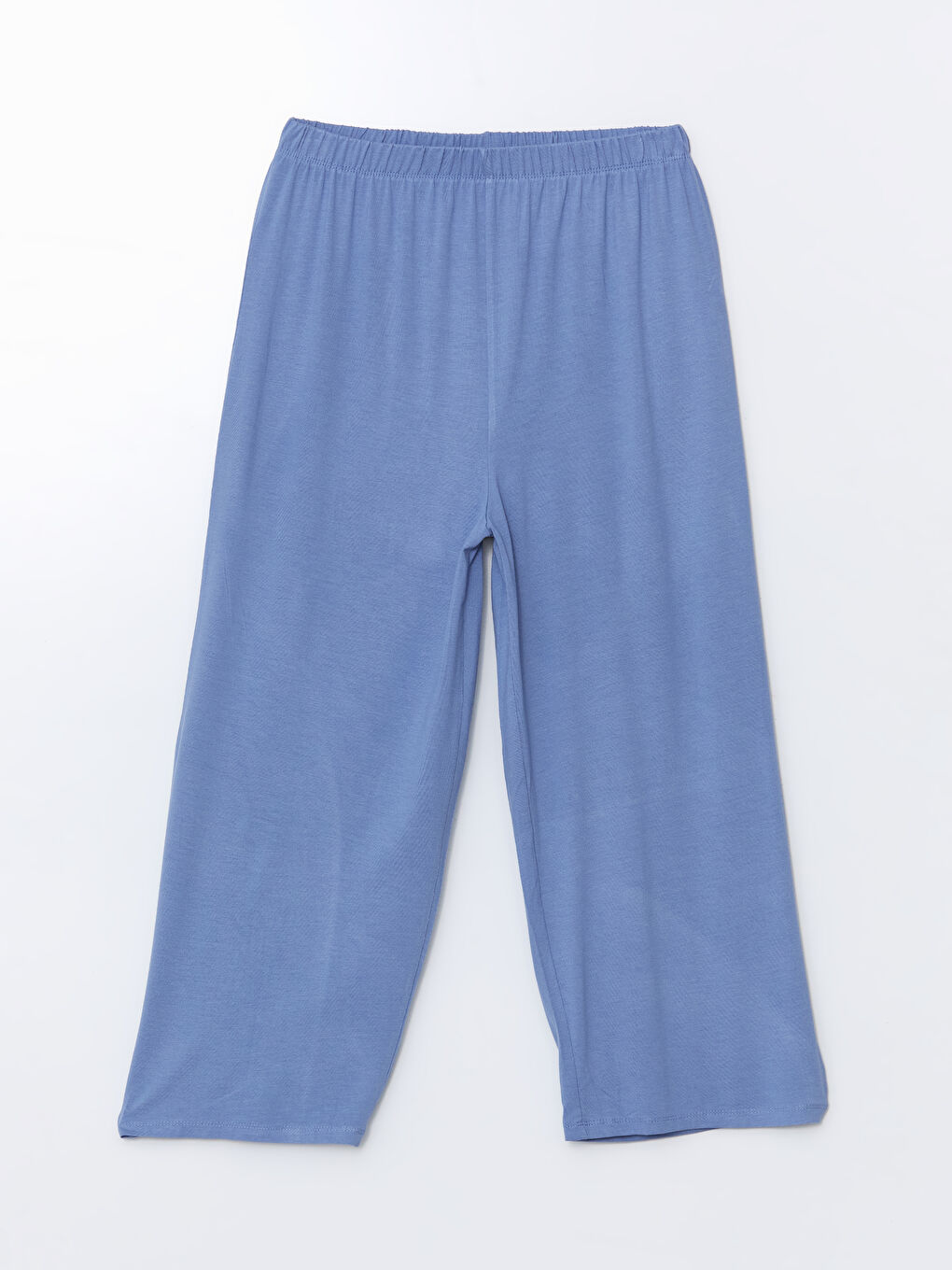Mavi Beli Lastikli Kadın Kapri Pijama Altı-4