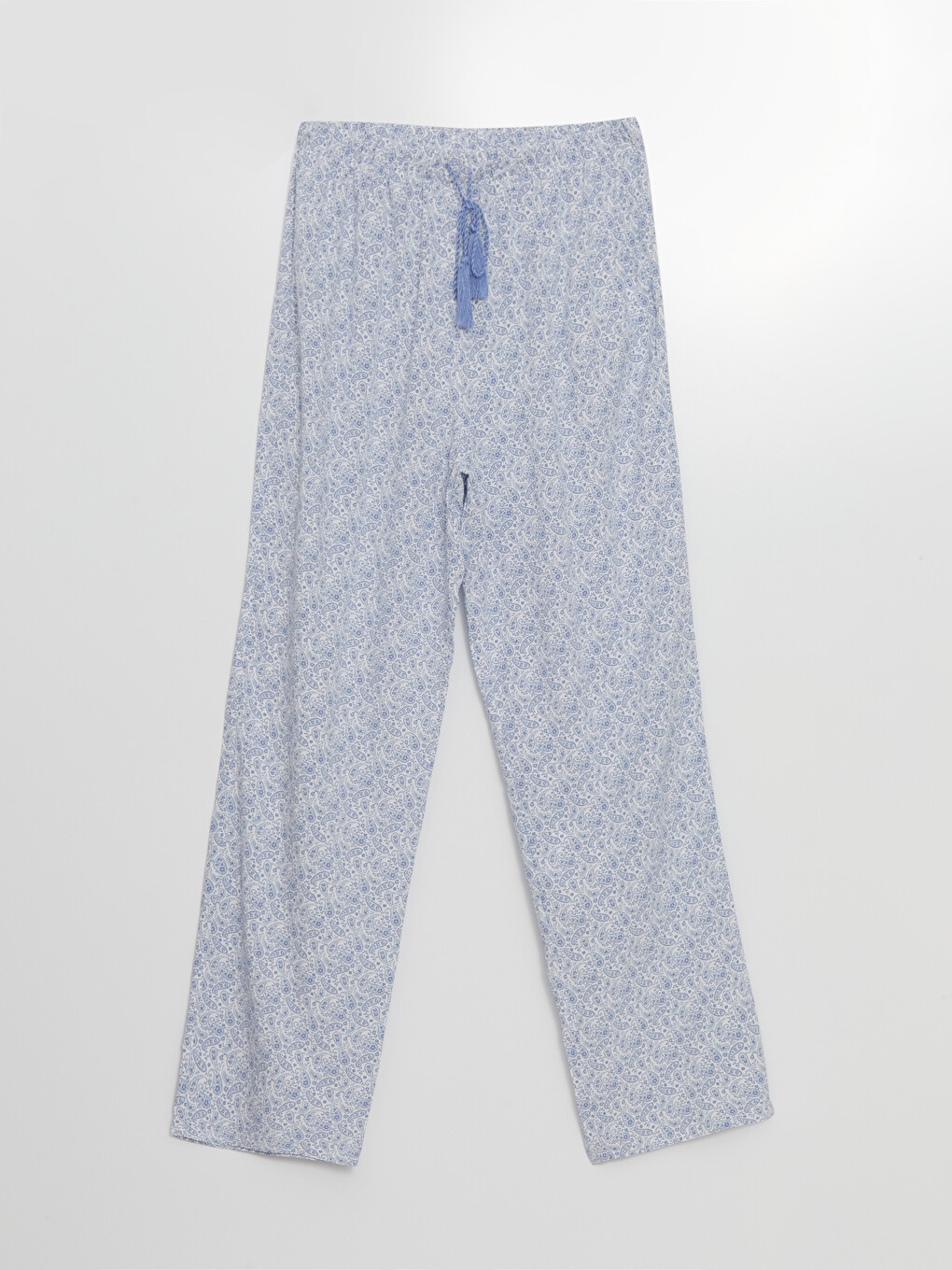 Mavi Beli Lastikli Desenli Kadın Pijama Alt