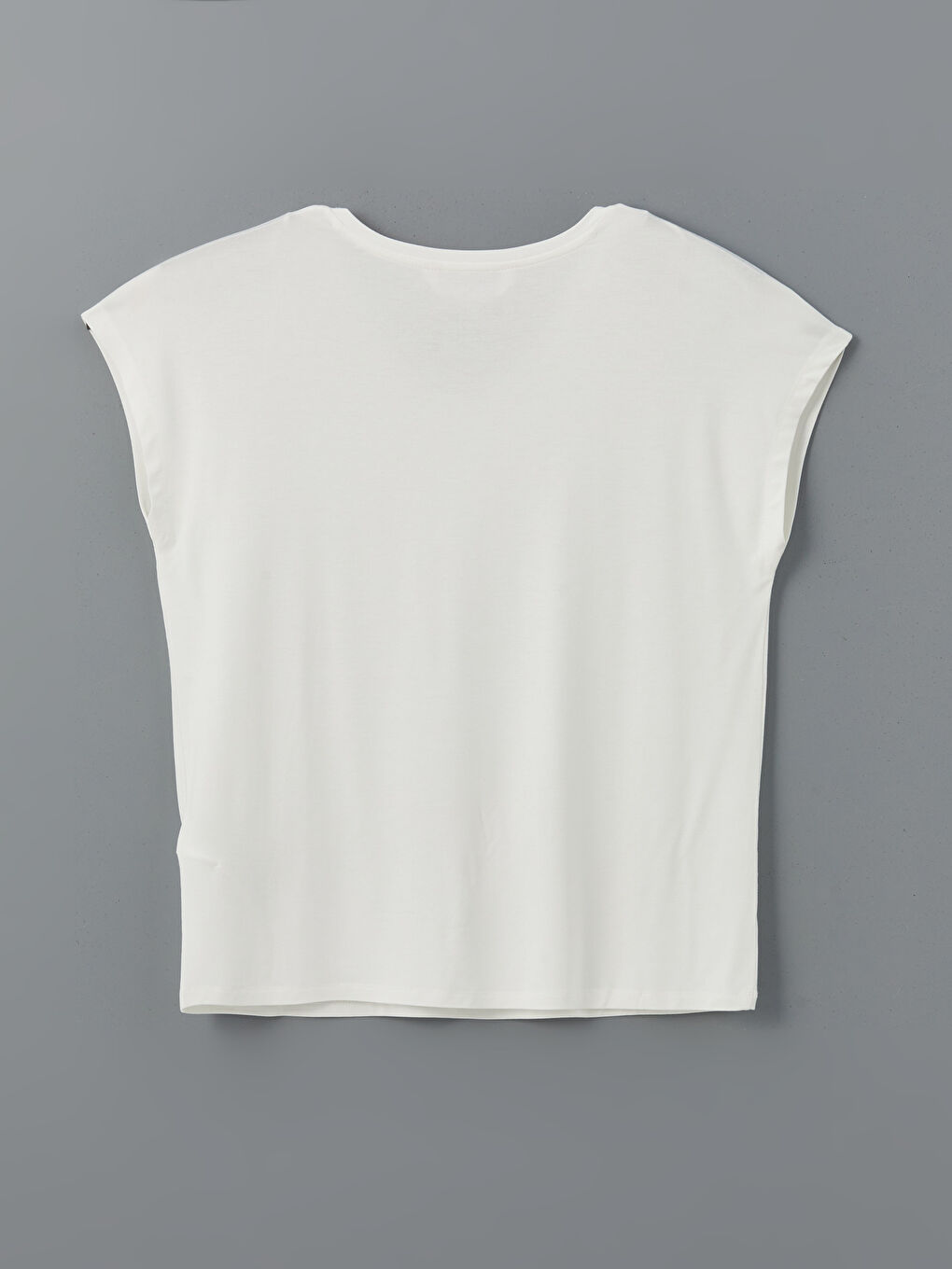 Ekru V Yaka Baskılı Kadın Pijama Üstü-1