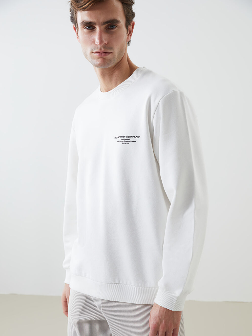 Crew Neck Long Sleeve Printed Men's Sweatshirt -S5CQ17Z8-R9J