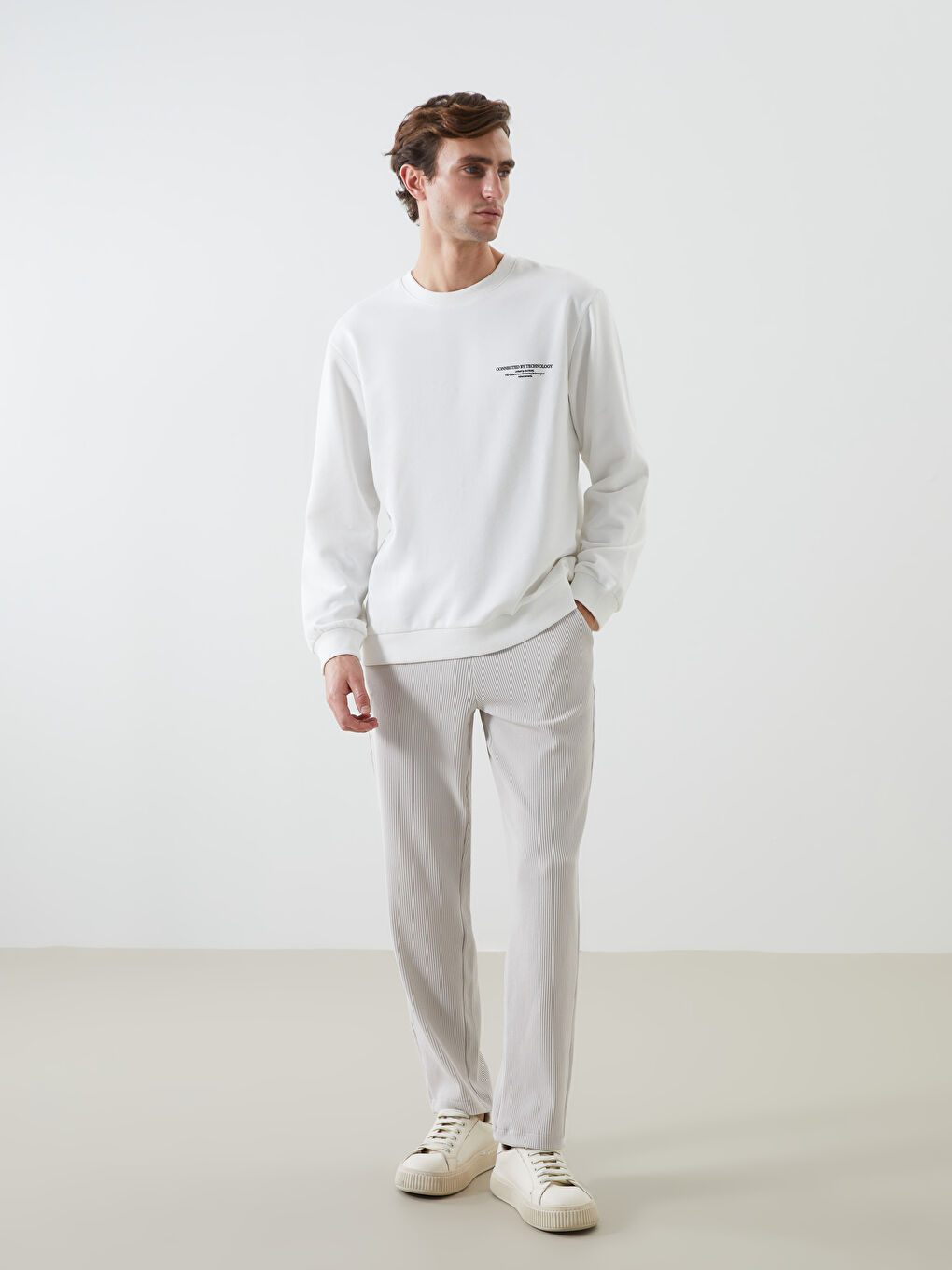 Crew Neck Long Sleeve Printed Men's Sweatshirt -S5CQ17Z8-R9J