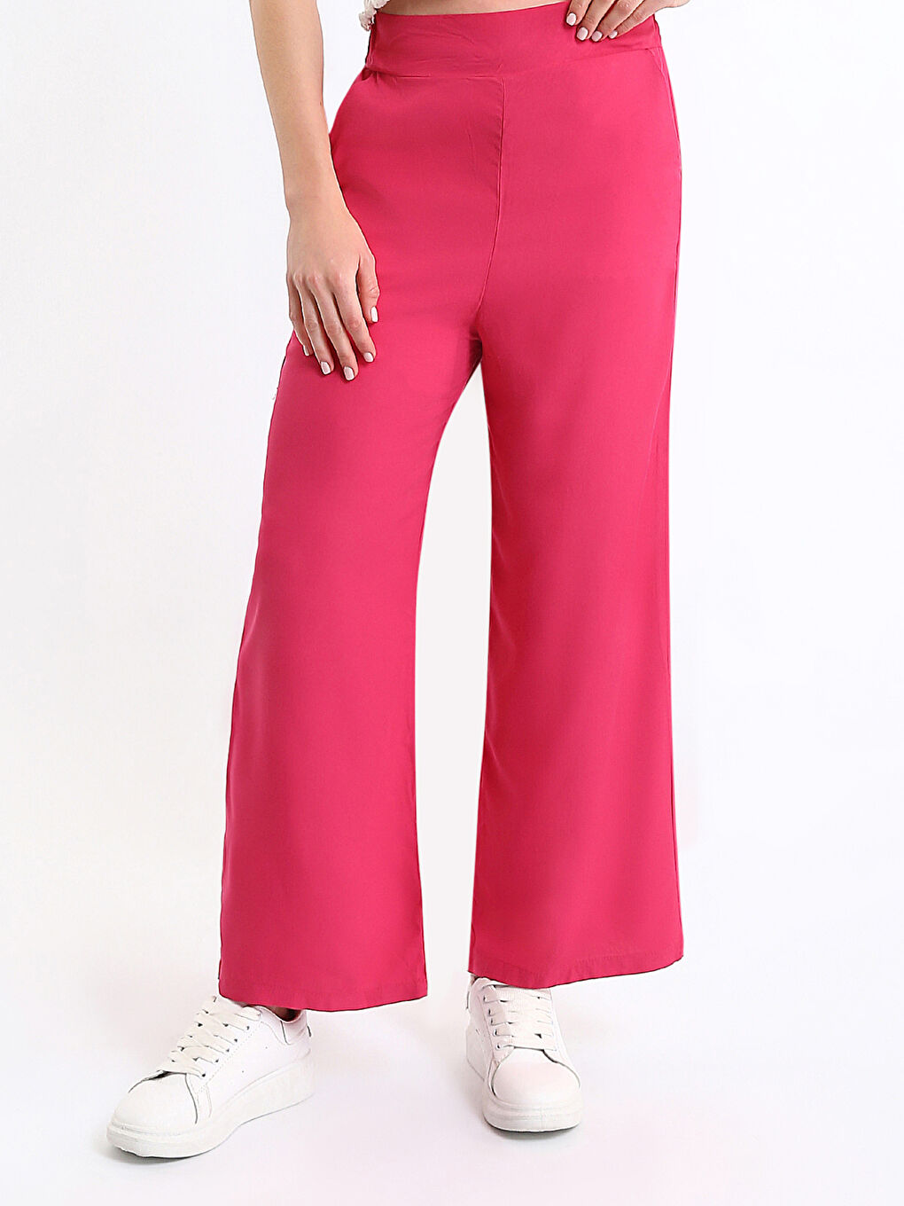 Elasticated Waist Relaxed Fit Women's Trousers-1