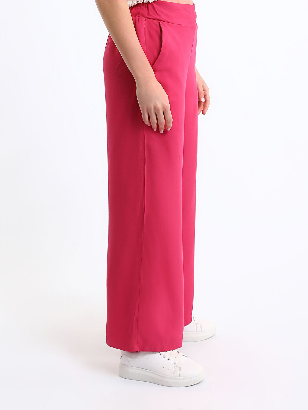 Elasticated Waist Relaxed Fit Women's Trousers-3