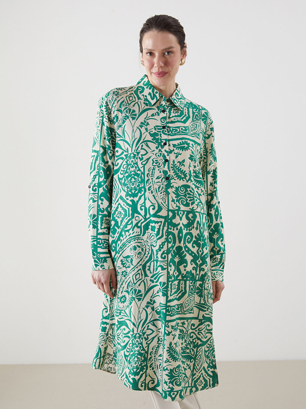 Patterned Oversize Women's Shirt Tunic