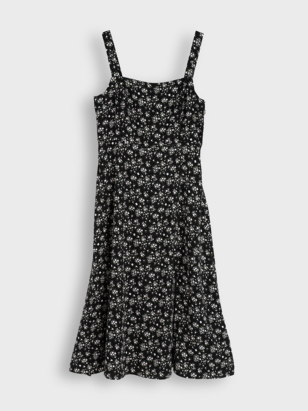 Square Collar Floral Slit Dress