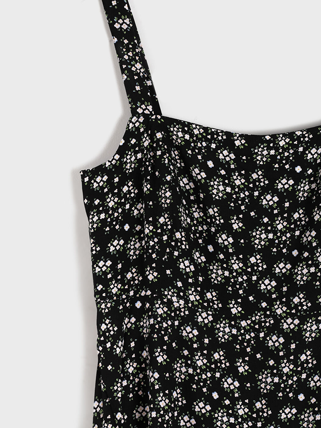 Square Collar Floral Slit Dress-2