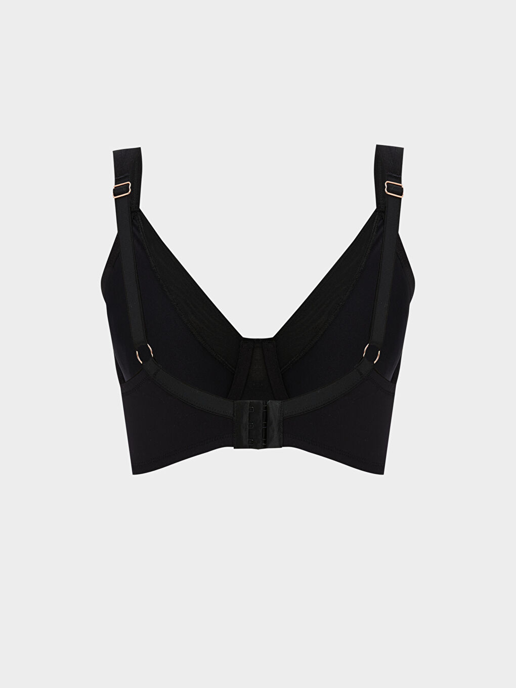 Siyah Balenli Dolgusuz Düz Toparlayıcı Sütyen-1