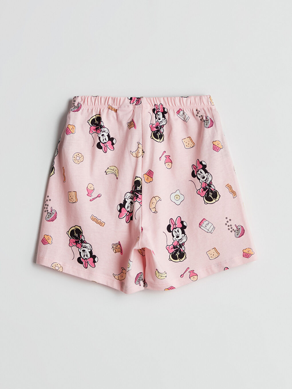 Pembe Minnie Mouse Baskılı Kız Çocuk Pijama Şort-1