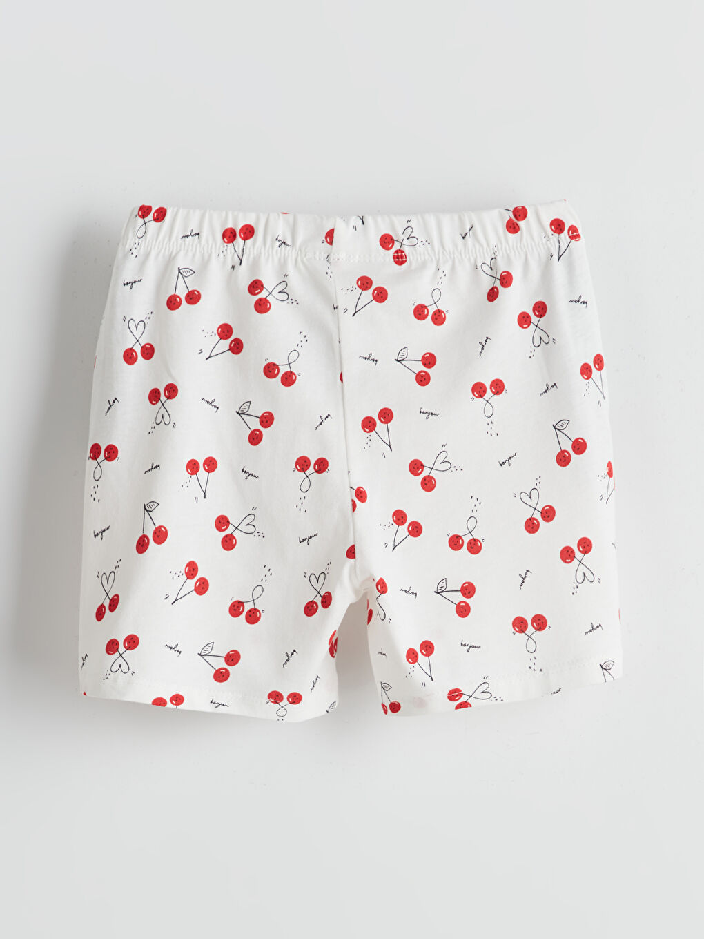 Ekru Beli Lastikli Baskılı Kız Çocuk Pijama Şort-1