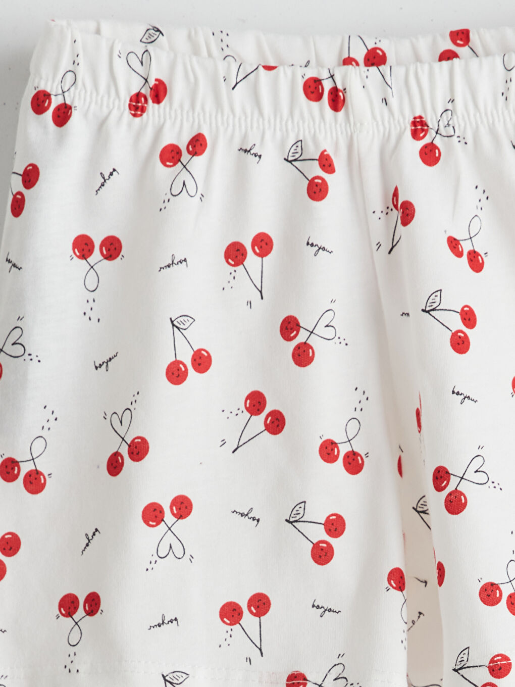 Ekru Beli Lastikli Baskılı Kız Çocuk Pijama Şort-2