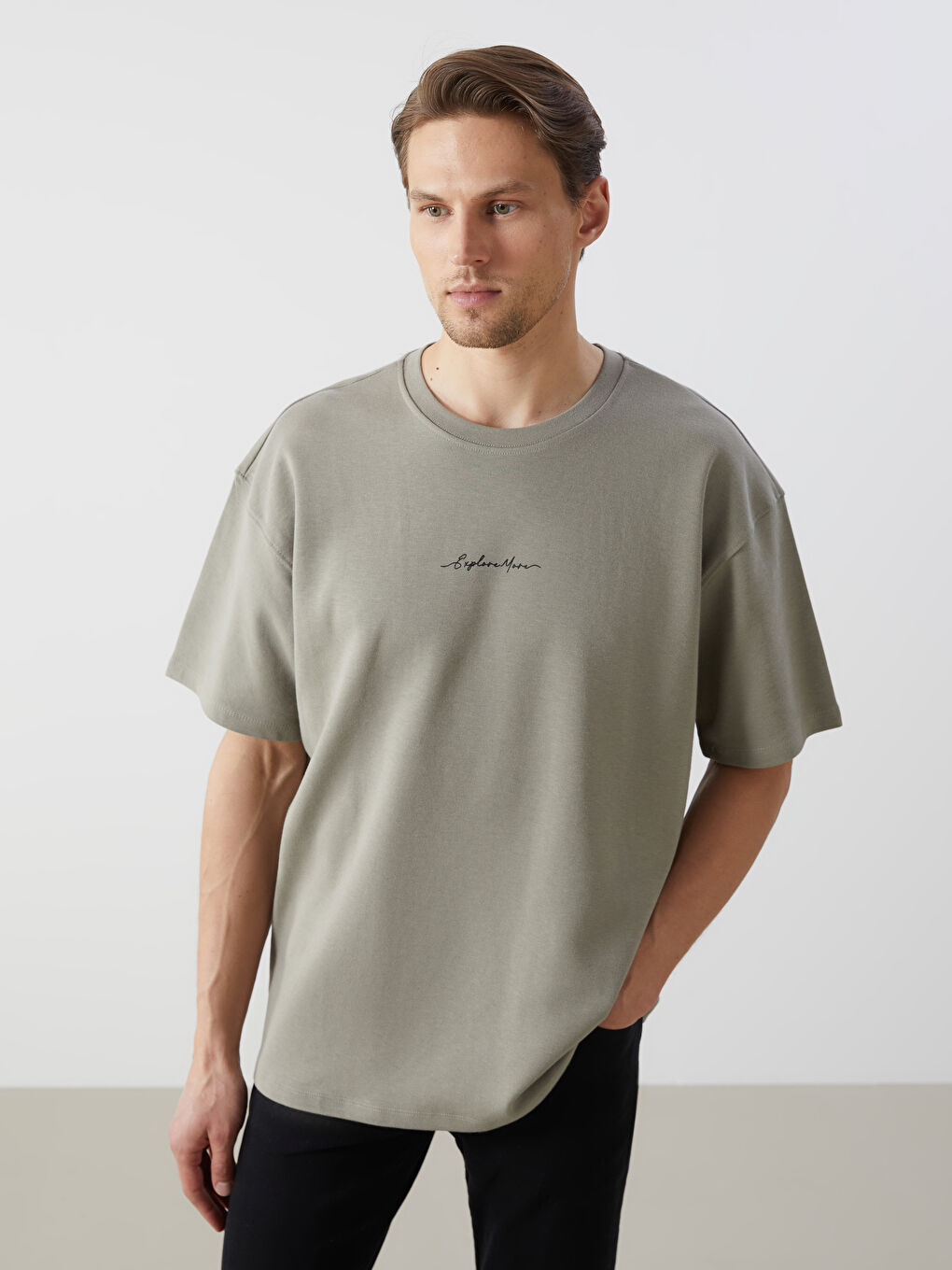Crew Neck Short Sleeve Embroidered Men's T-Shirt -S5CR19Z8-FK2