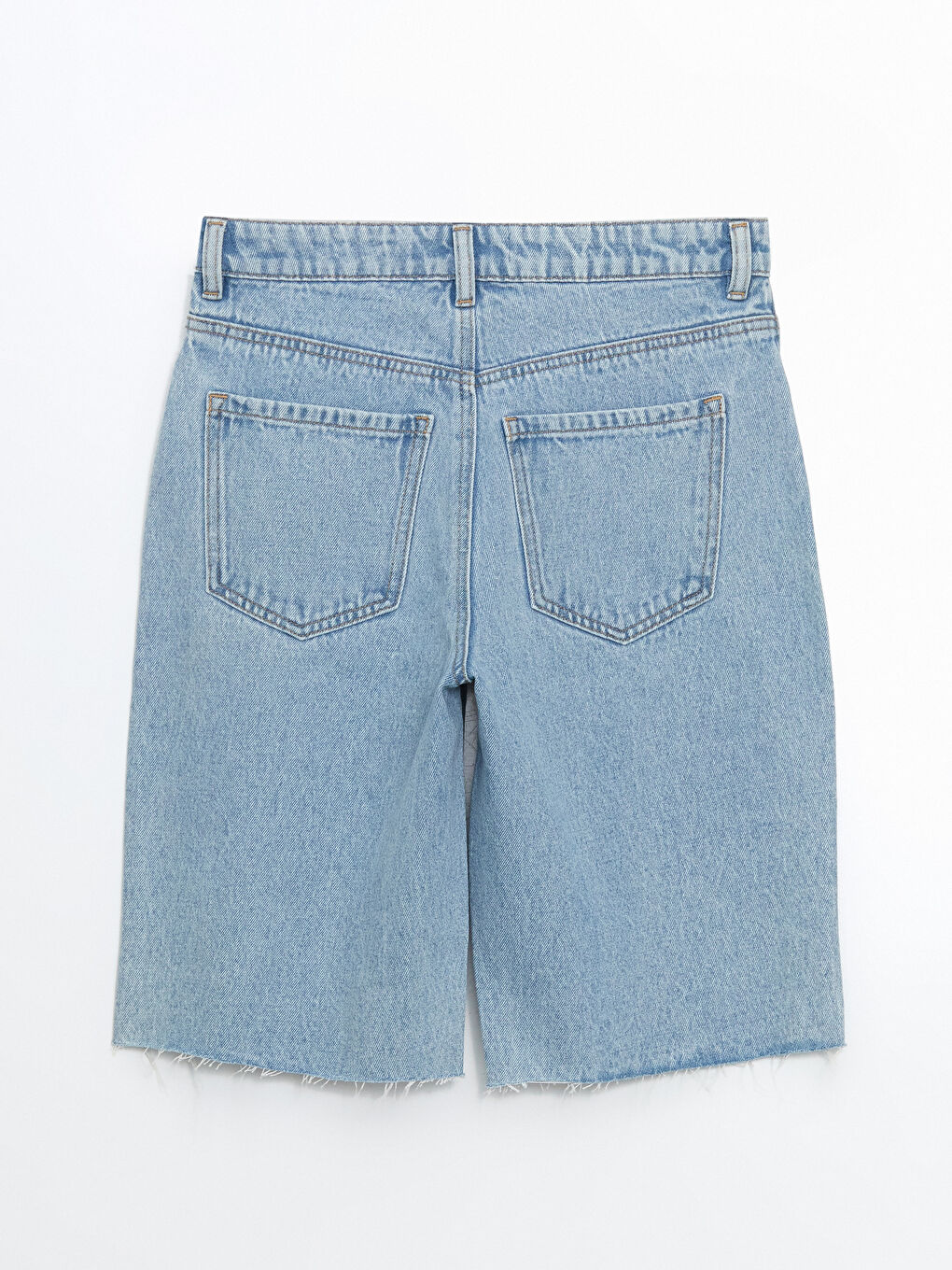 Bermuda Fit Ripped Detail Women's Denim Shorts -S5CR48Z8-311