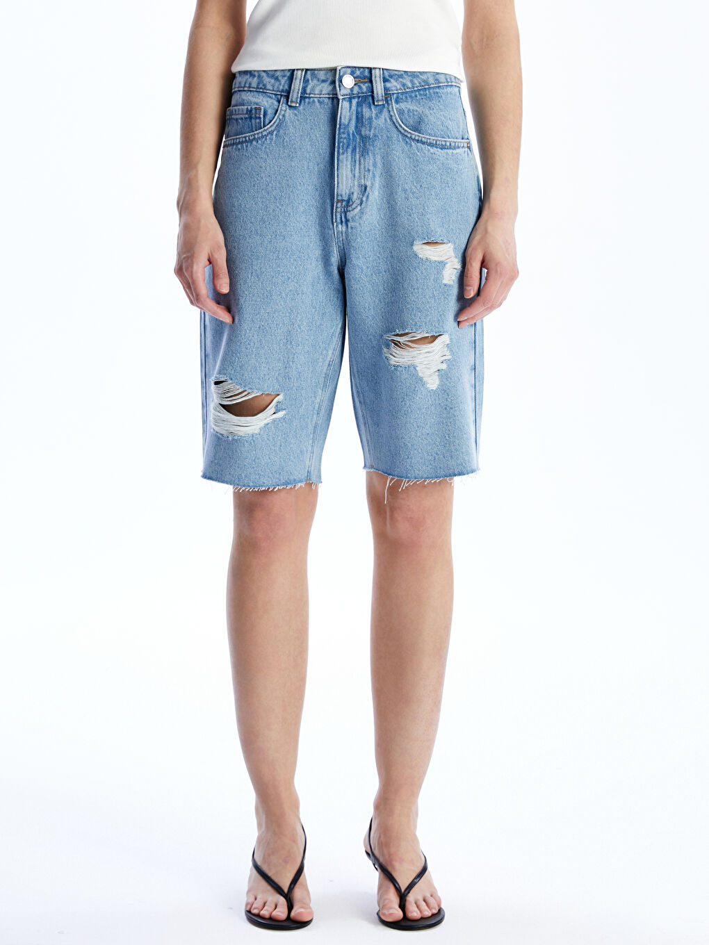 LCW Jeans Bermuda Fit Pocepani Detalji Ženski Teksas Šorts -S5CR48Z8-507