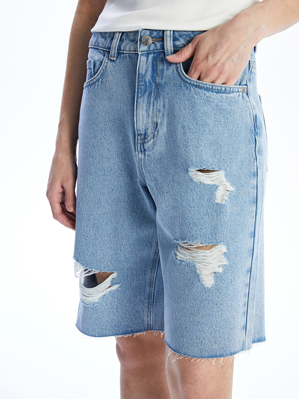 LCW Jeans Bermuda Fit Pocepani Detalji Ženski Teksas Šorts -S5CR48Z8-507