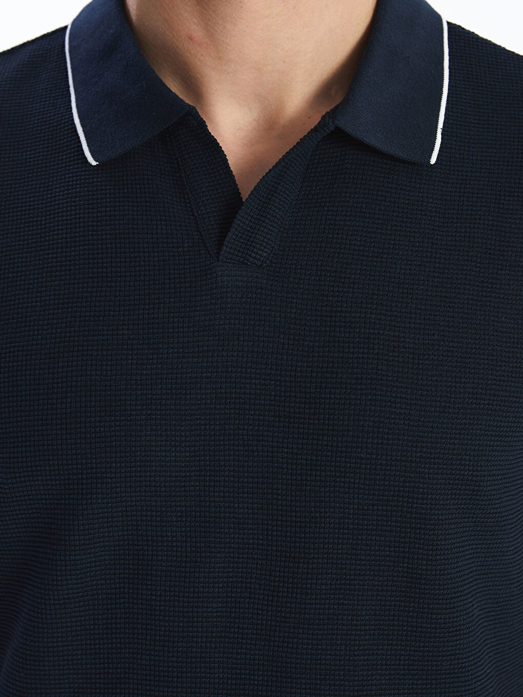 T-shirt Texturé à Manches Courtes pour Hommes avec Col Polo-2