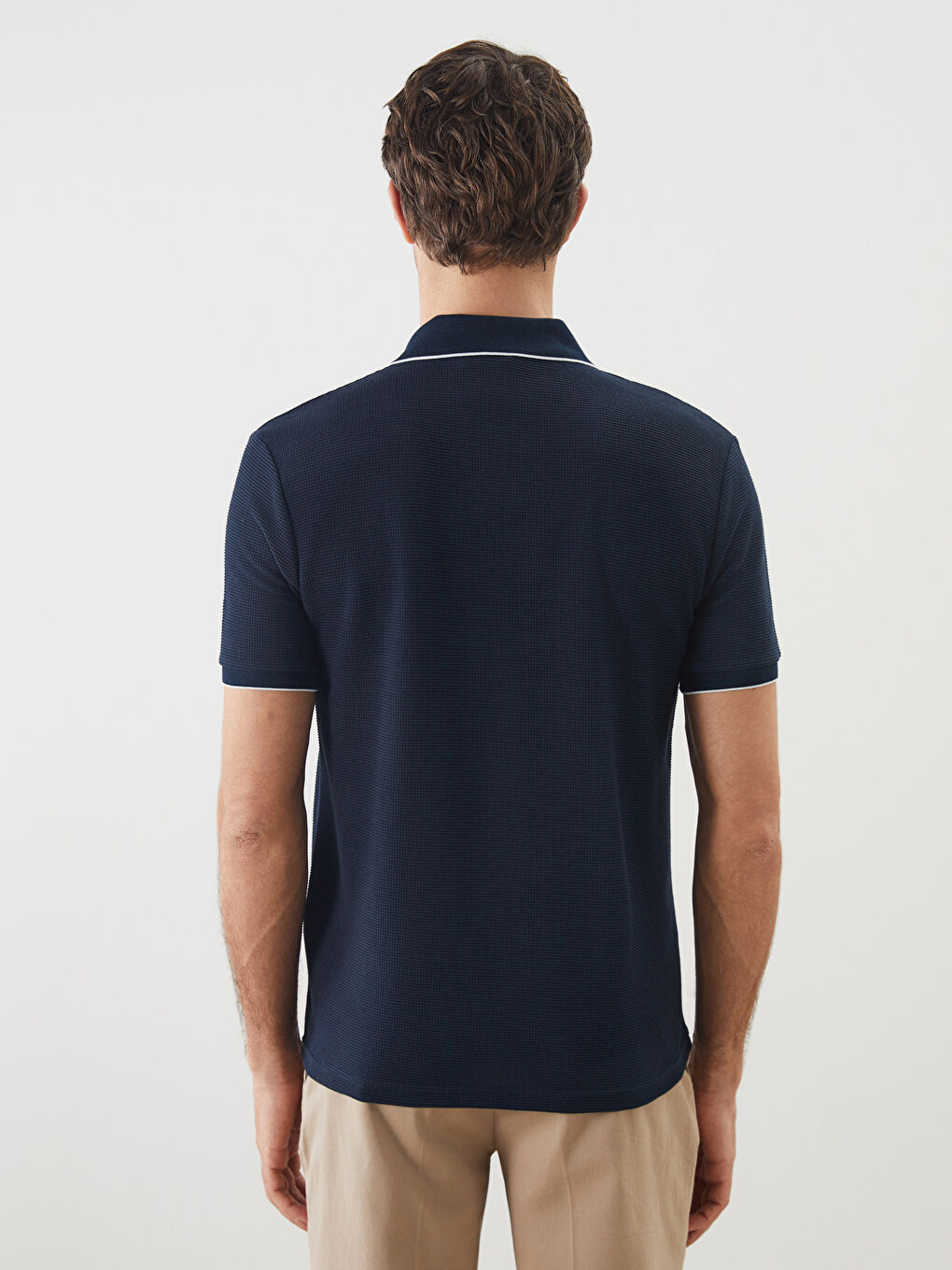 Polo Neck Short Sleeve Men's Textured T-Shirt -S5CR66Z8-RFH