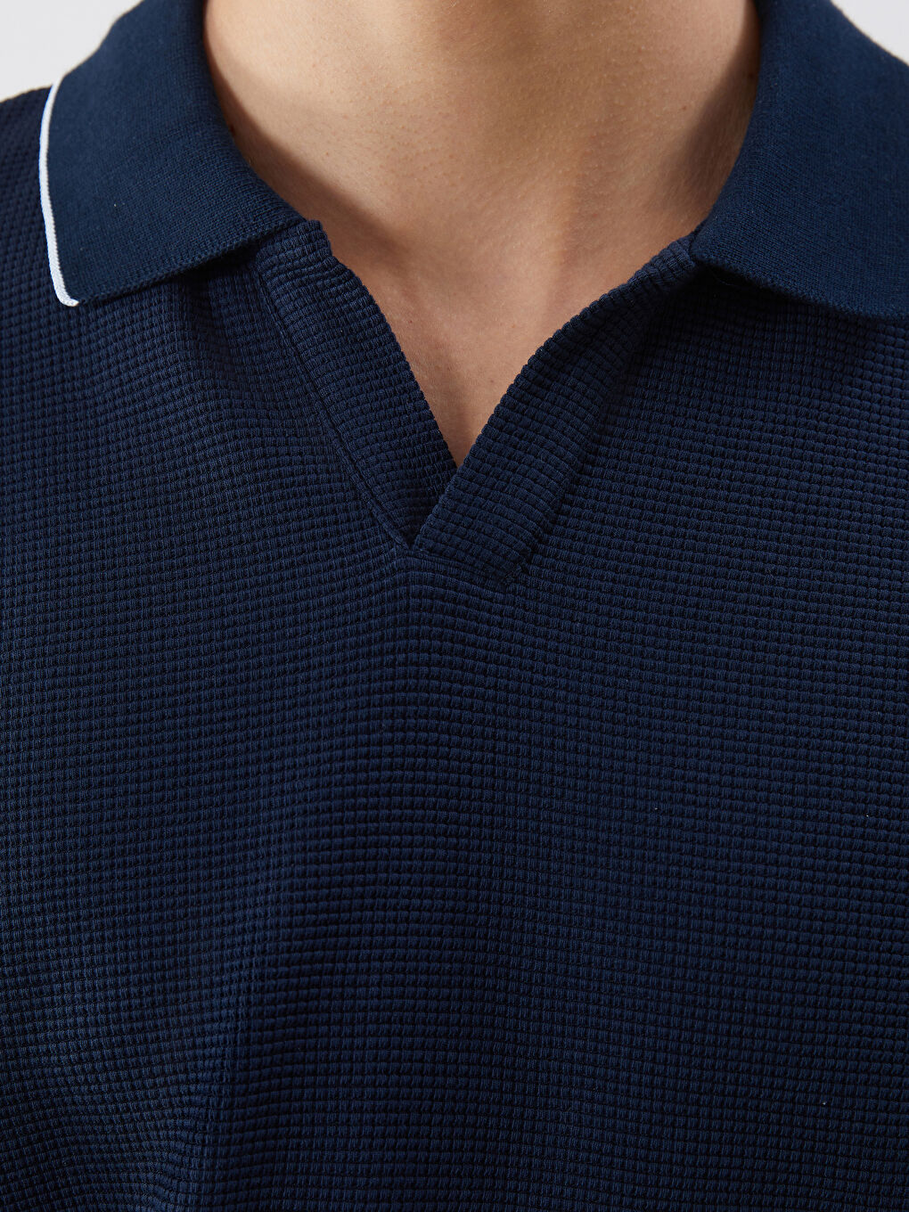 Polo Neck Short Sleeve Men's Textured T-Shirt -S5CR66Z8-RFH