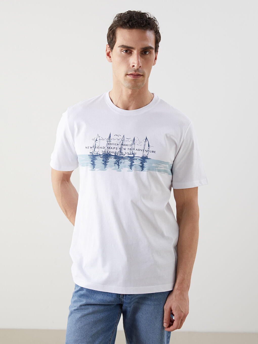 Crew Neck Printed Jersey Men's T-Shirt