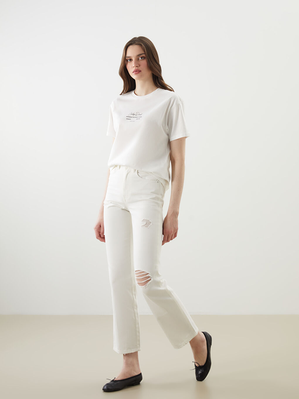 Wideleg Ripped Detailed Women's Jeans -S5CR91Z8-844
