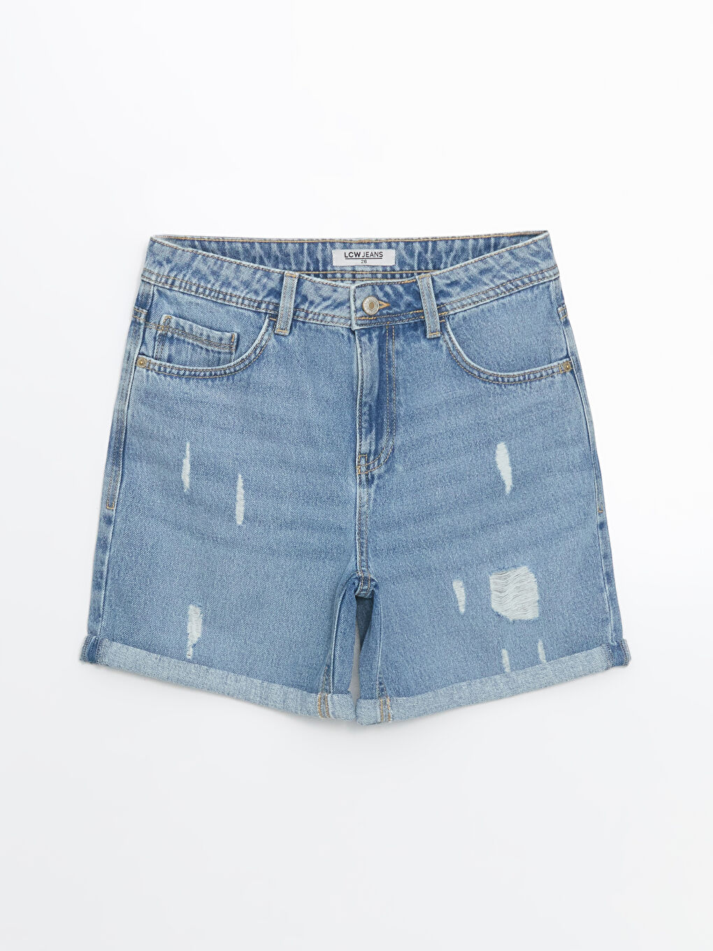 Standard Fit Ripped Detail Women's Denim Shorts -S5CR92Z8-311
