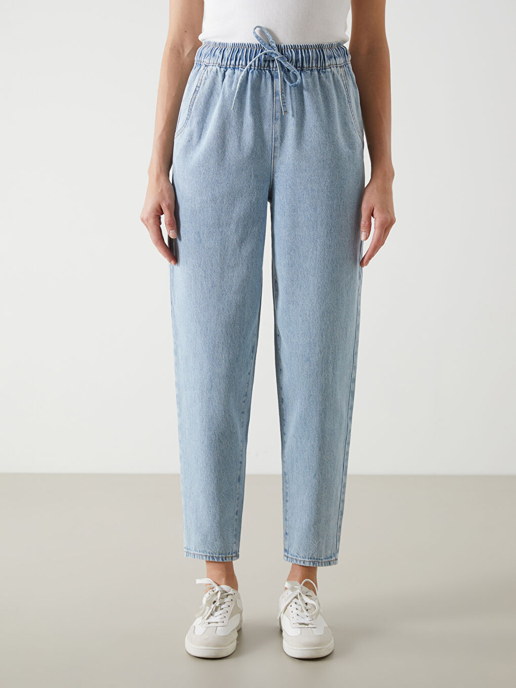 Elasticated Waist Mom Fit Women's Jeans -S5CR93Z8-507