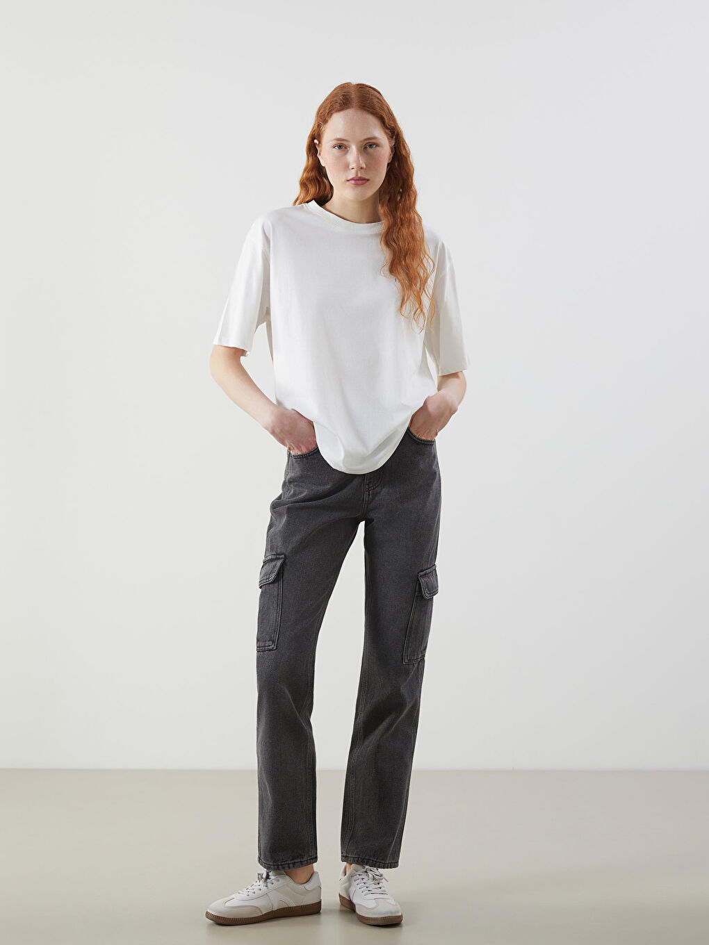 High Waisted Women's Jean Cargo Pants