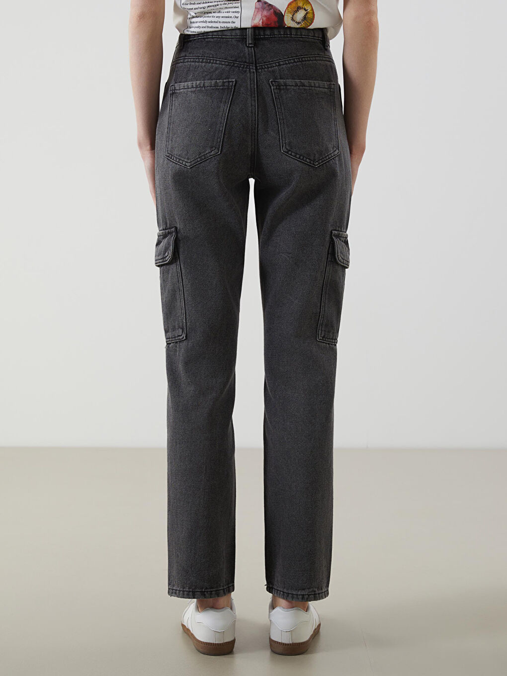 High Waisted Women's Jean Cargo Pants-3