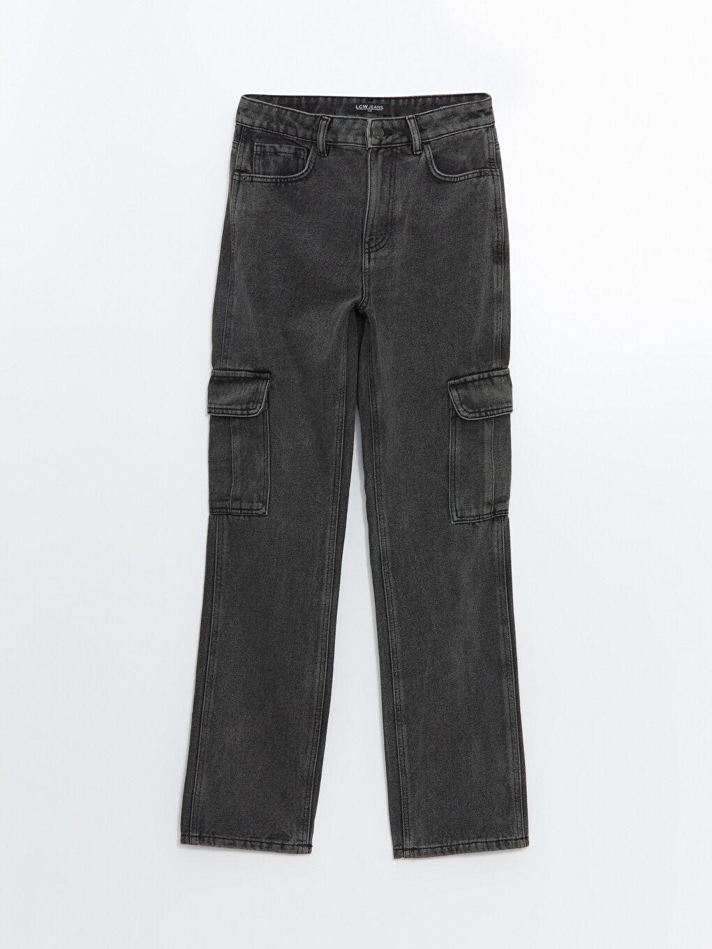 High Waisted Women's Jean Cargo Pants-4