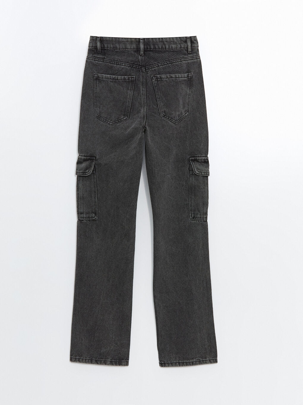 High Waisted Women's Jean Cargo Pants-5