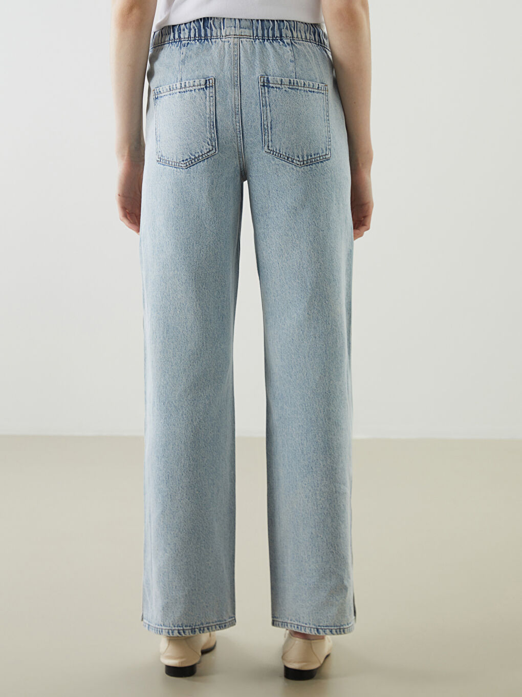 Elastic Waist Wide Leg Women's Jeans -S5CS07Z8-311