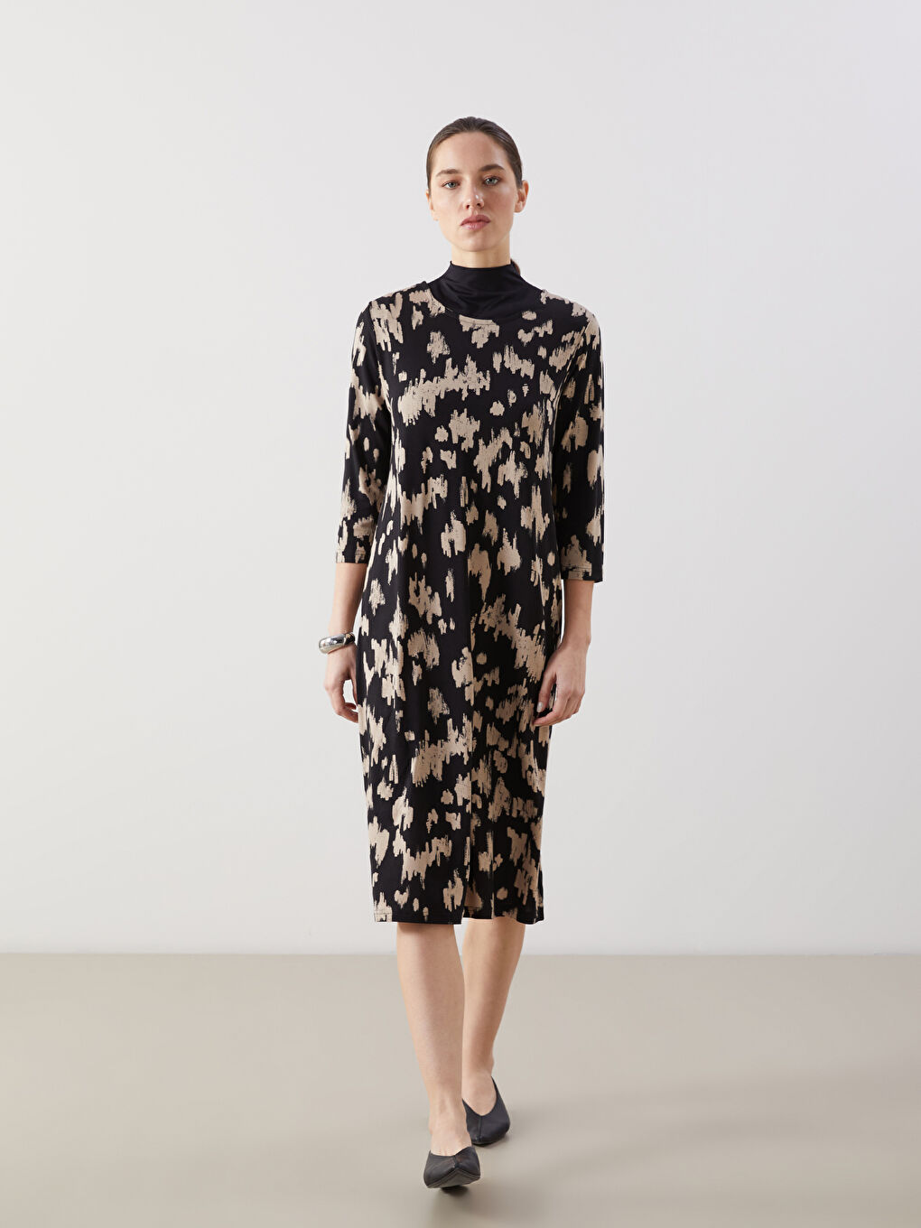 Crew Neck Patterned Women's Dress -S5CS21Z8-LRA