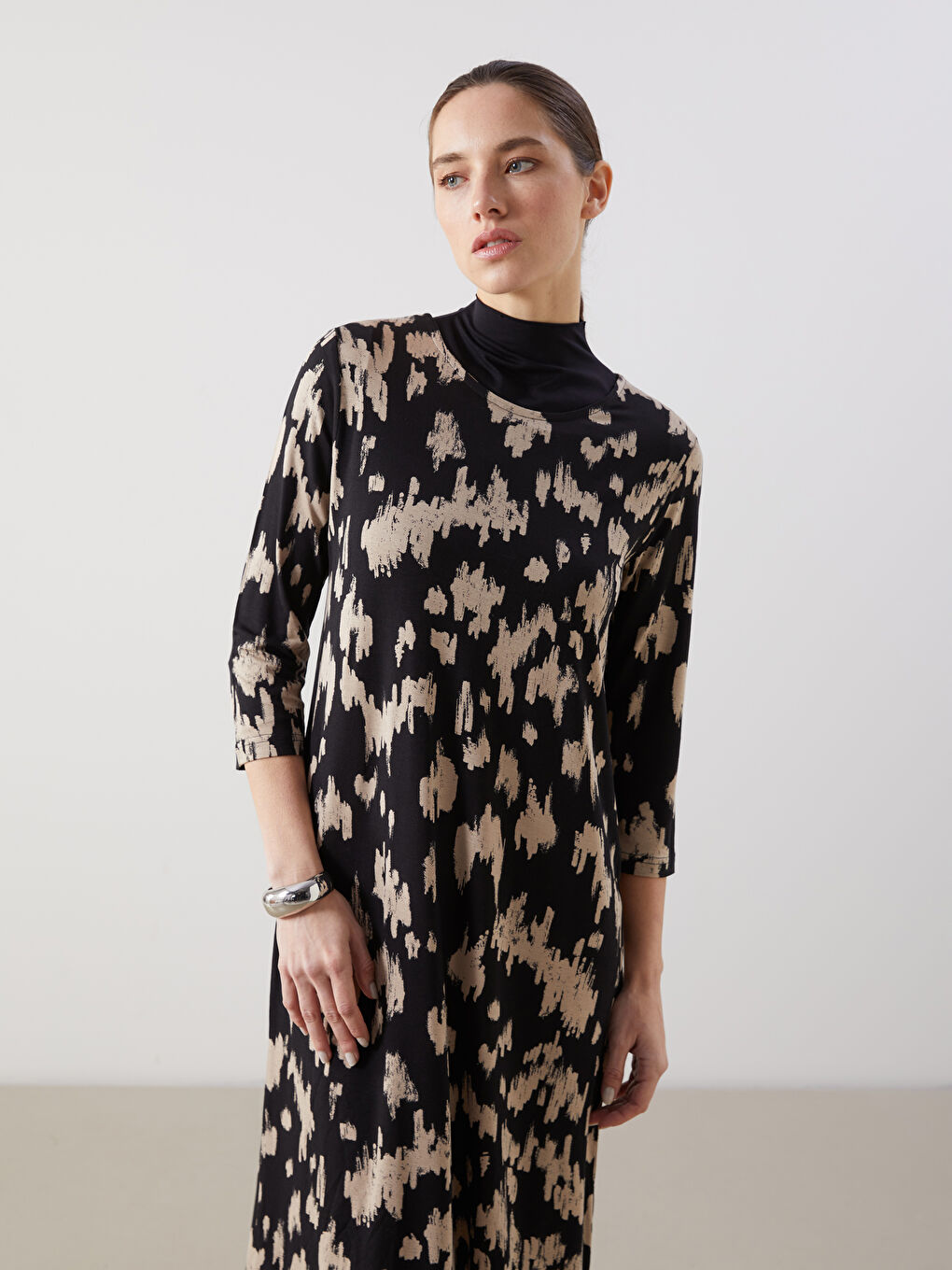 Crew Neck Patterned Women's Dress -S5CS21Z8-LRA
