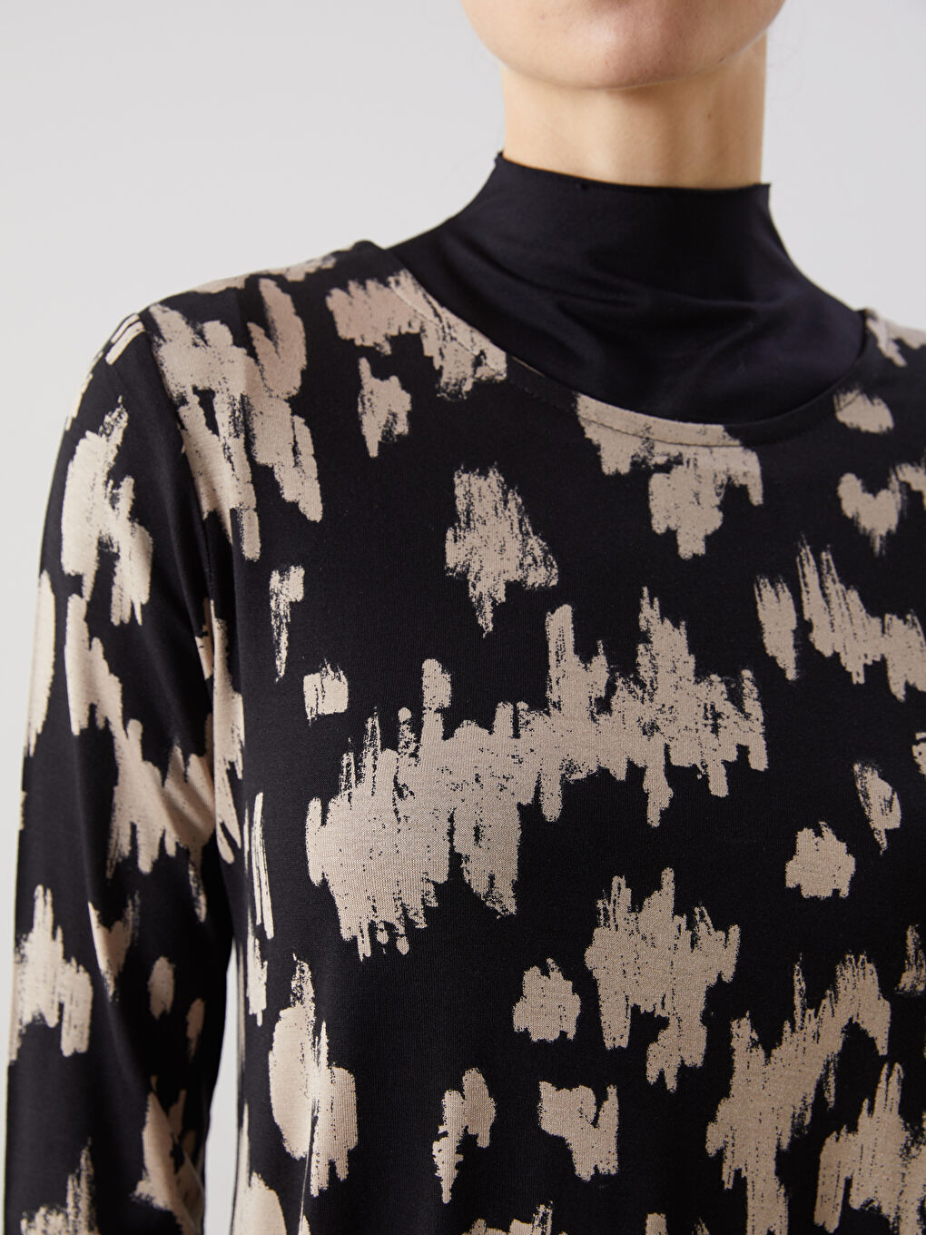Crew Neck Patterned Women's Dress -S5CS21Z8-LRA