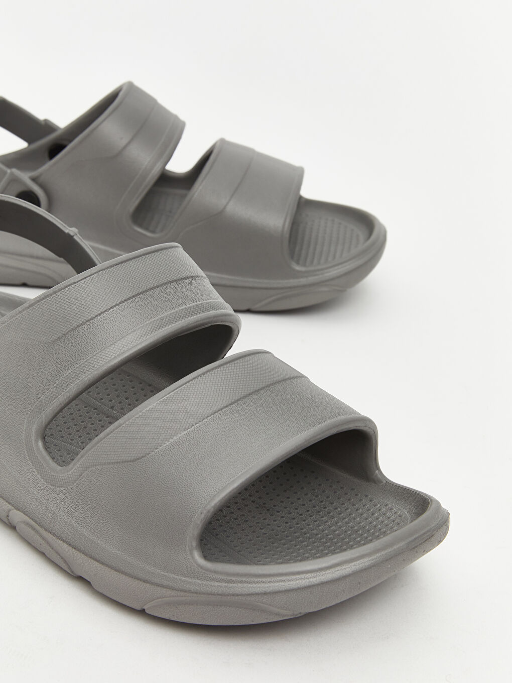 Gri Deri Görünümlü Erkek Sandalet-2