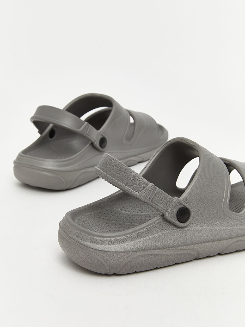 Gri Deri Görünümlü Erkek Sandalet-4