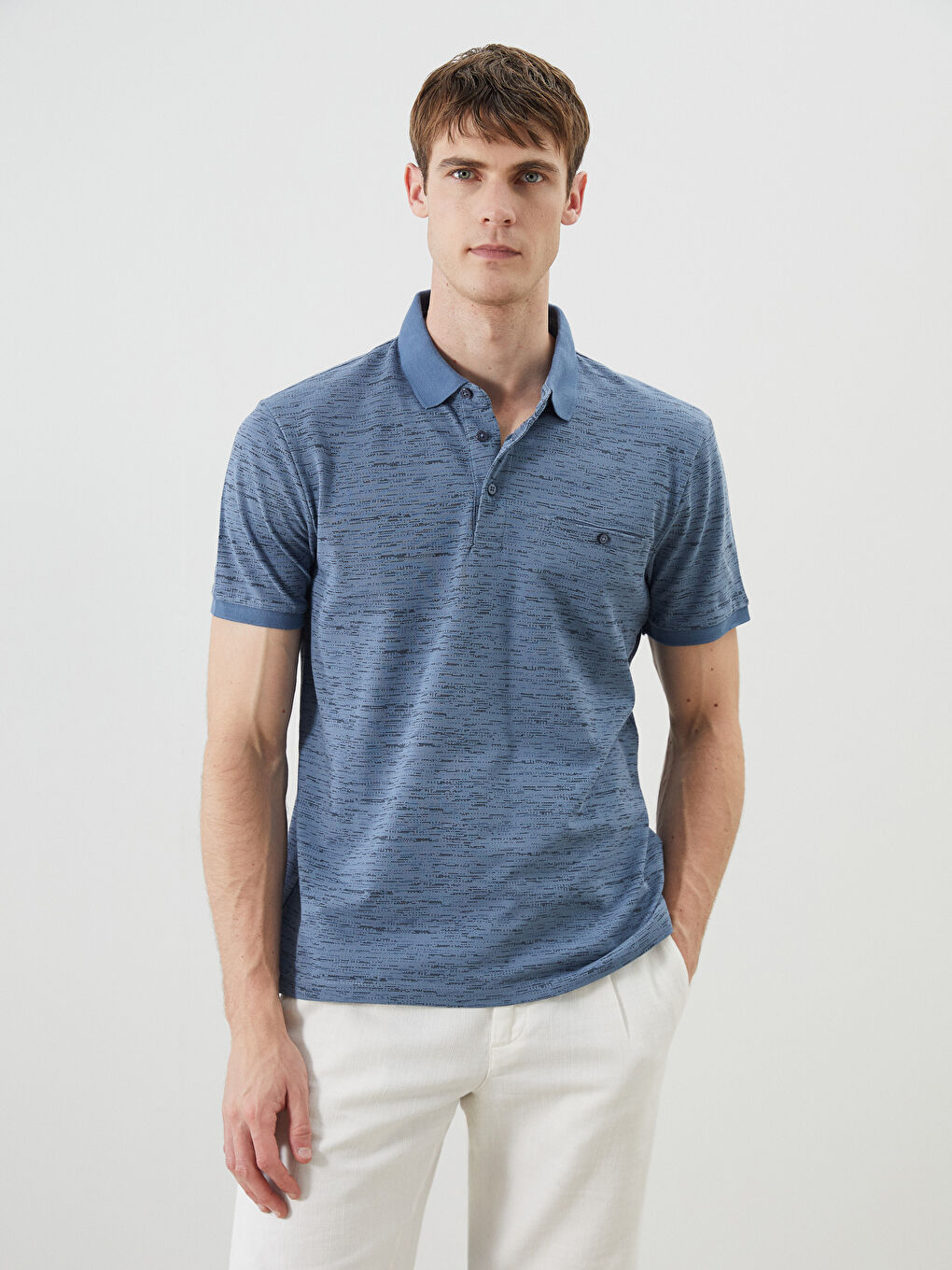 T-shirt pour Hommes en Piqué à Motifs à Col Roulé