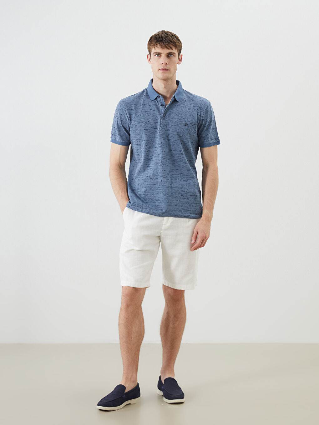 T-shirt pour Hommes en Piqué à Motifs à Col Roulé-1