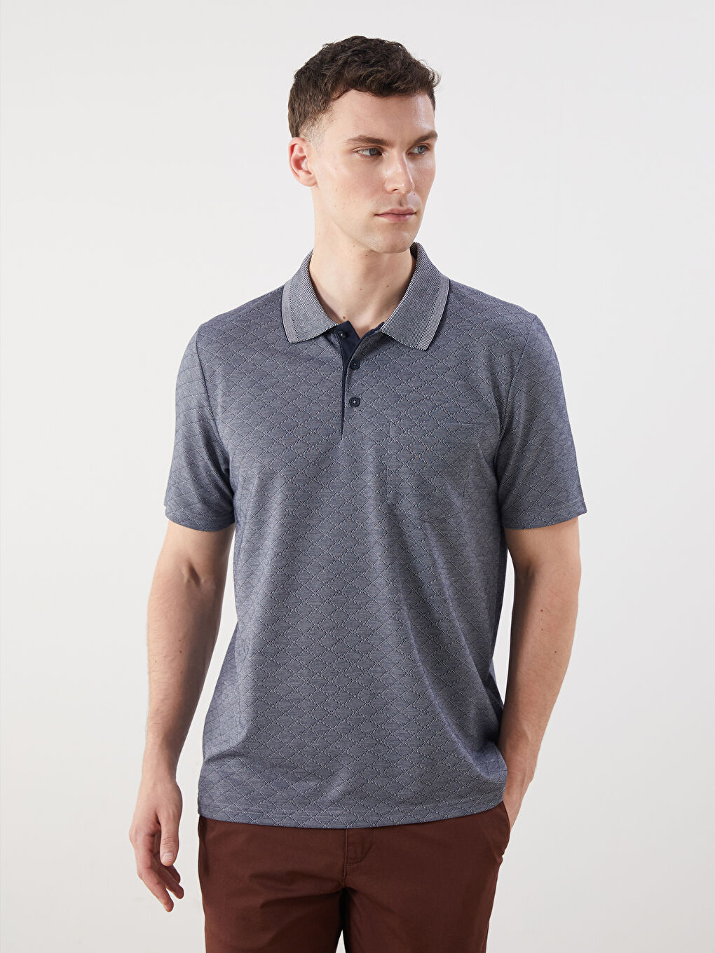 Polo Neck Short Sleeve Men's T-Shirt-1