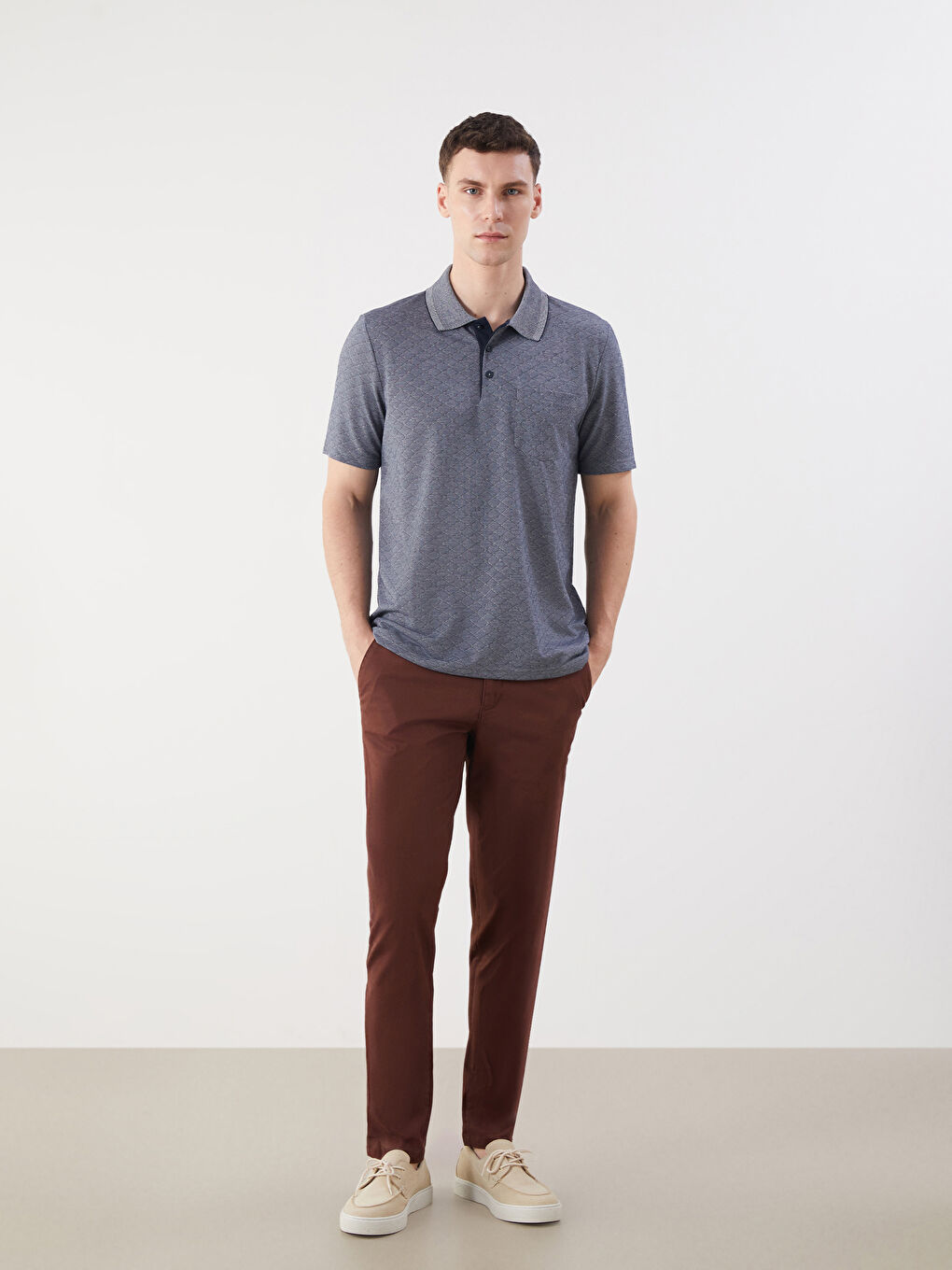 Polo Neck Short Sleeve Men's T-Shirt-2