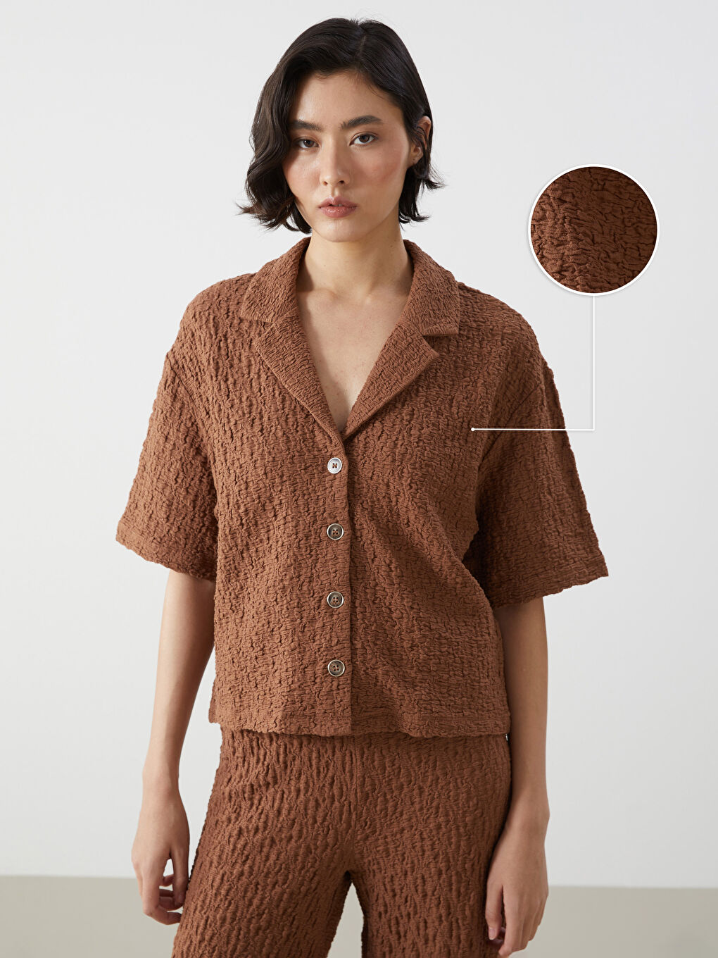 Loose Fit Textured Women’S Shirt -S5CU19Z8-H2N