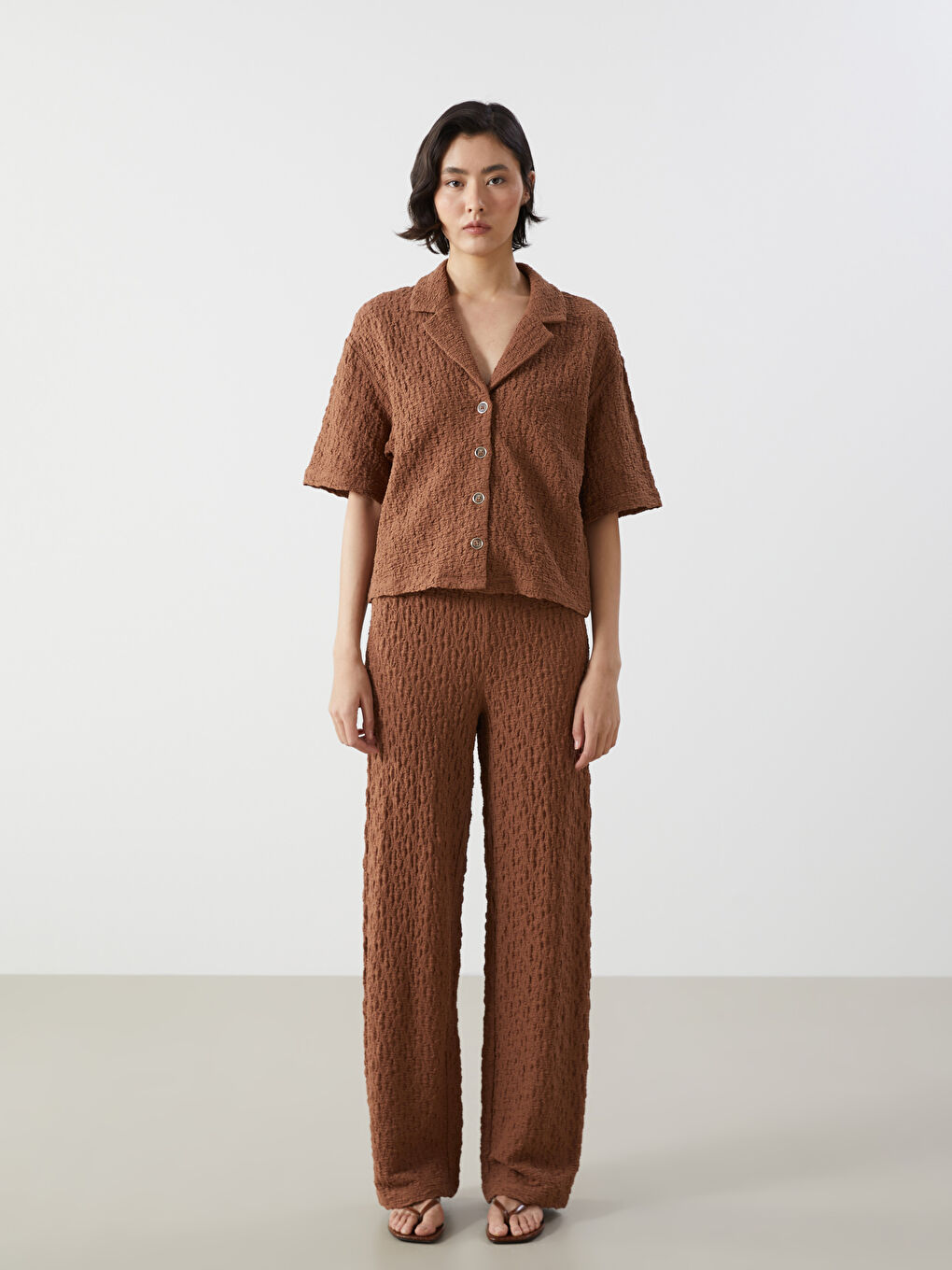 Loose Fit Textured Women’S Shirt -S5CU19Z8-H2N