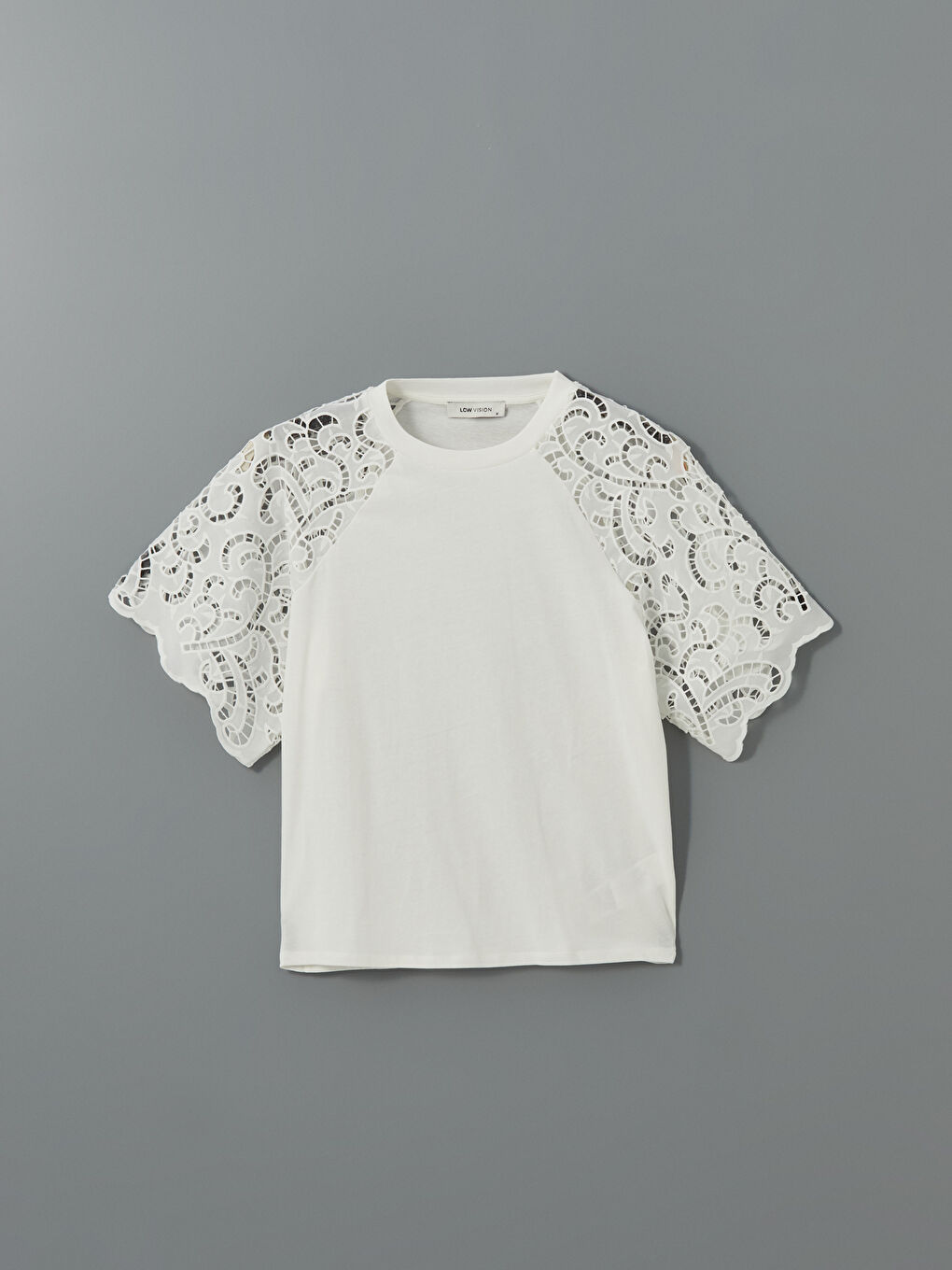 Crew Neck Lace Detailed Women's Blouse -S5CU20Z8-R9J